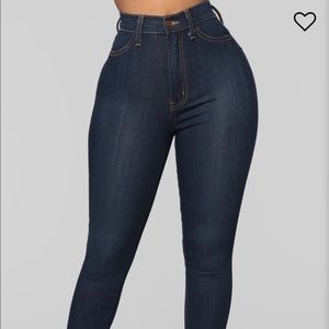 Classic High Waist Skinny Jeans - Dark Denim